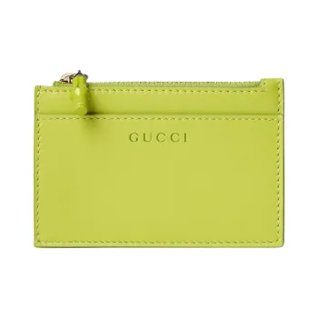 GUCCI Smooth Leather Card Holder Women's Bright Green