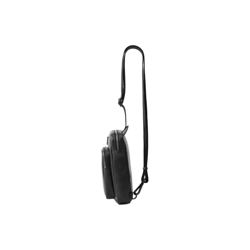 FION Mountain And Sea Journey Series Cow Leather Sling Bag Men's Black-2