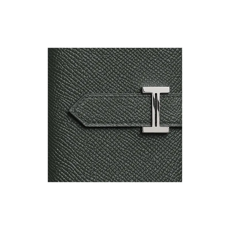 HERMES Bearn Epsom Calfskin Wallet Mini Women's 67 Vert Fonce Dark Green-2