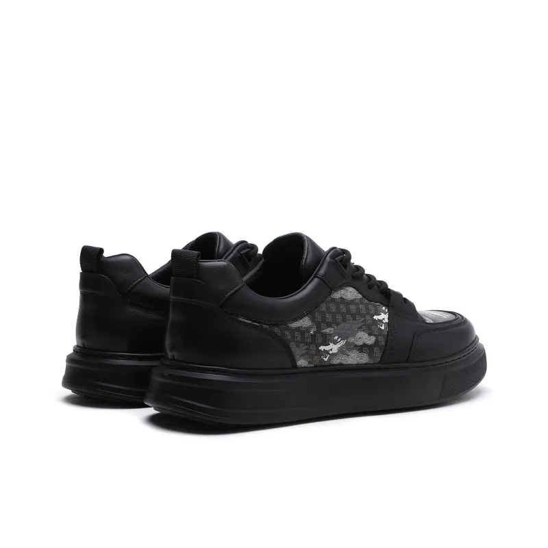 ELLE HOMME Low Top Skateboard Shoes Men's Black-3
