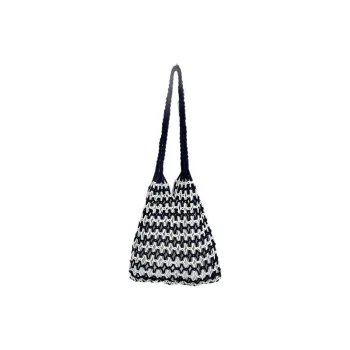 Boniu Pu Shoulder Bag Regular Unisex Navy Blue & White