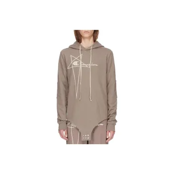 RICK OWENS X Champion Logo Embroidered Drawstring Hooded Bodysuit