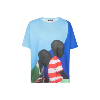 BALMAIN X Prince Gyasi Logo Detailed Round Neck T Shirt