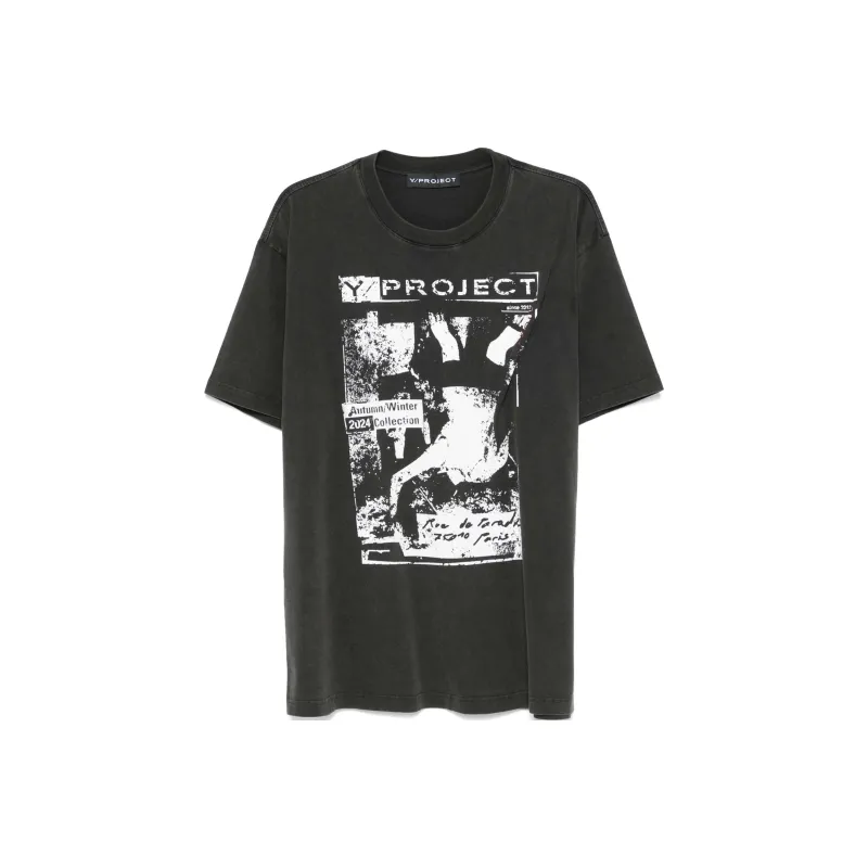Y/Project Rock Band Print Pinched Logo T Shirt-0