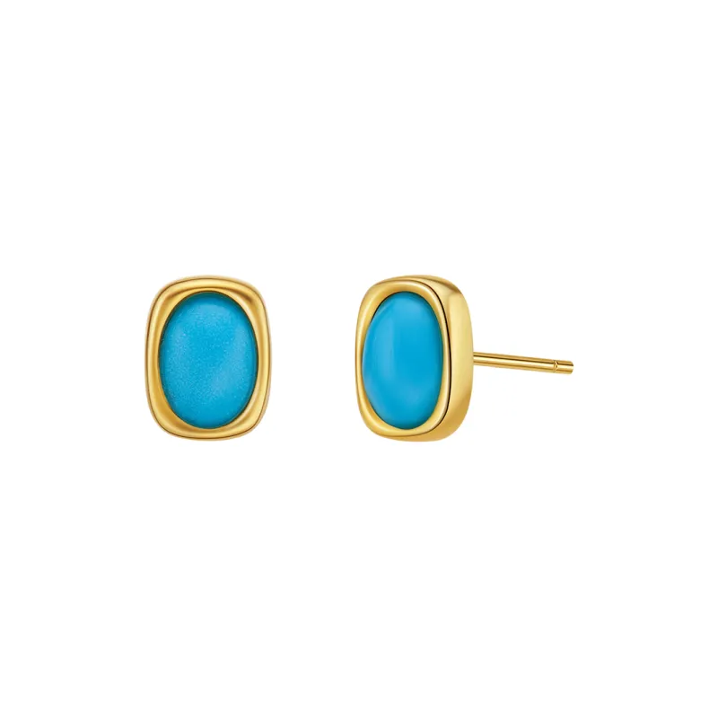ME LUXE Turquoise Stud Earrings, Elegant And Refined Brightening Earrings Women's-0