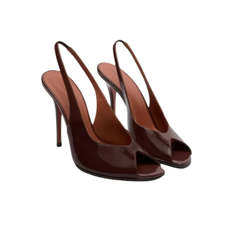 AMINA MUADDI Kristina Slim Heel High Heels 10.5cm Women's Red Brown-2