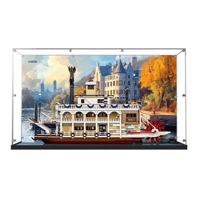 KGBOX For IDEAS Creative Collection 21356 Canal Steamboat Acrylic Display Case Model Accessories-2