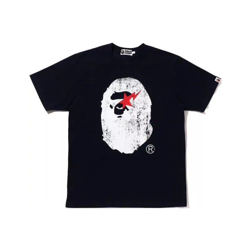 A BATHING APE Head Bapesta Indigo Tee-0