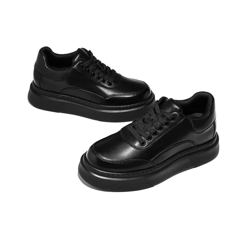 CHINT Cushioning Abrasion Resistant Lightweight Height Increasing Mat Low Top Skateboard Shoes Men's Black-3