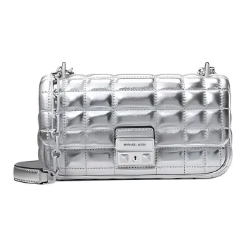 MICHAEL KORS Tribeca Leather Shoulder Bag Small Size Women's Silver