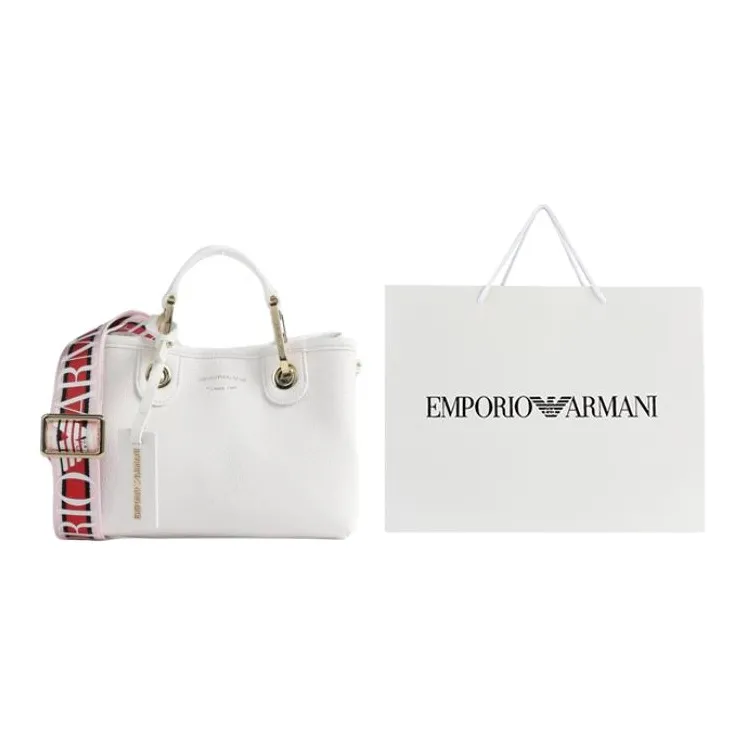 EMPORIO ARMANI PU Tote Bag, Shopping Bag, Shoulder Bag, Crossbody Bag, Handbag Mini Women's White-2