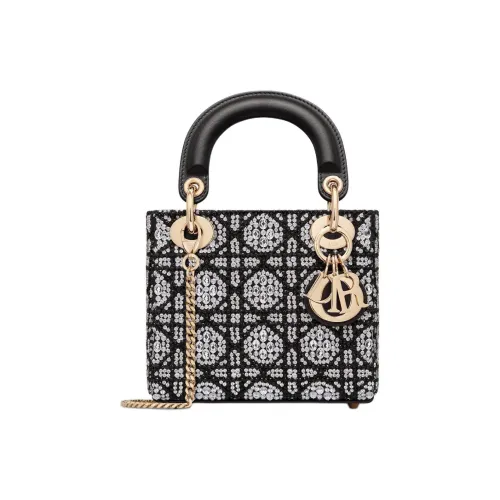 DIOR Lady Dior Cotton One Shoulder Handbag Mini Women
s Black