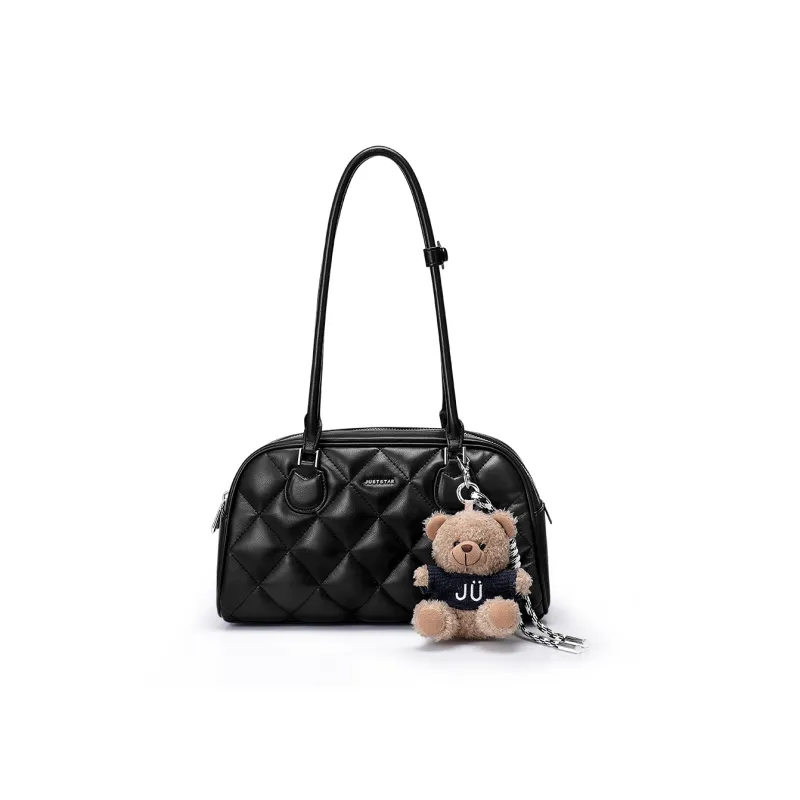 JUST STAR Synthetic Leather Shoulder Bag Regular Women's White Black Pink-6