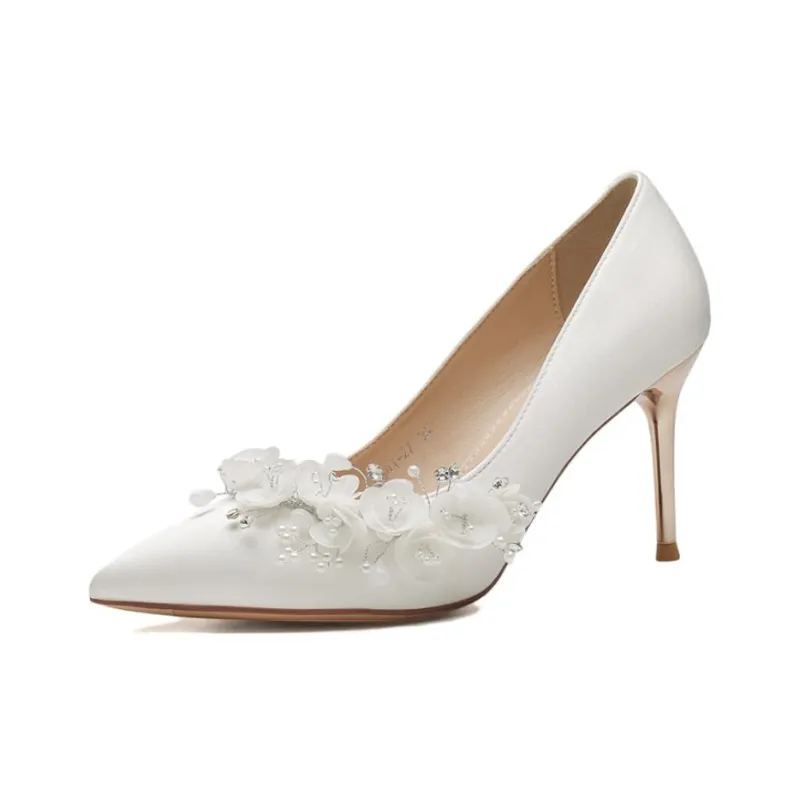Than Than Me Slim Heel High Heels Women's Ecru-0