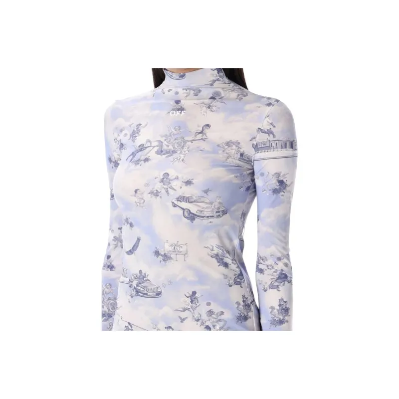 OFF WHITE All Over Printed High Nek Mini Dress-2