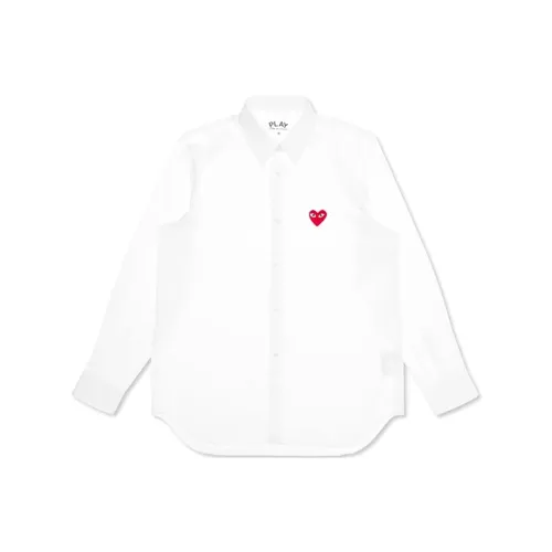 CDG Play Red Emblem Button Up Shirt White