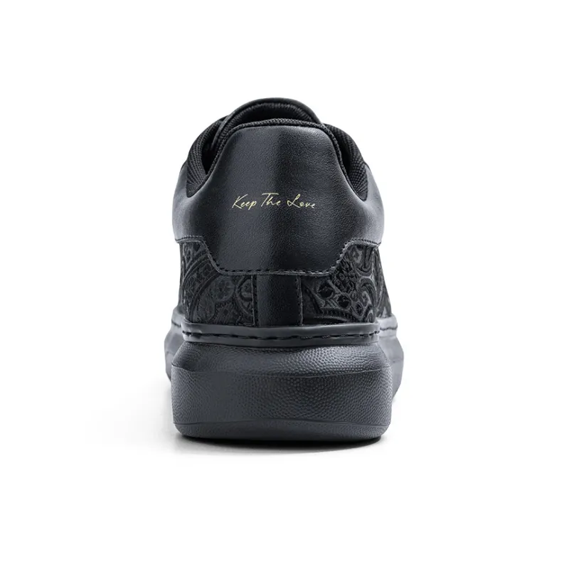 MR.A Remake Low Top Skateboard Shoes Men's Black Brocade-2