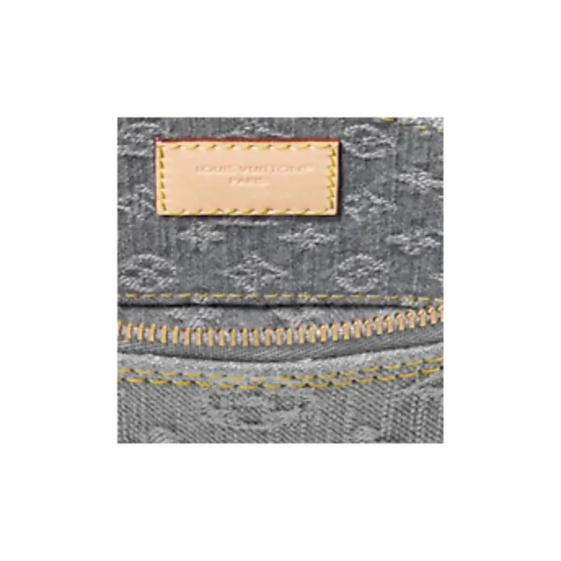 LOUIS VUITTON Monogram Denim Cotton Fabric Makeup Bag Women's Dark Gray-4