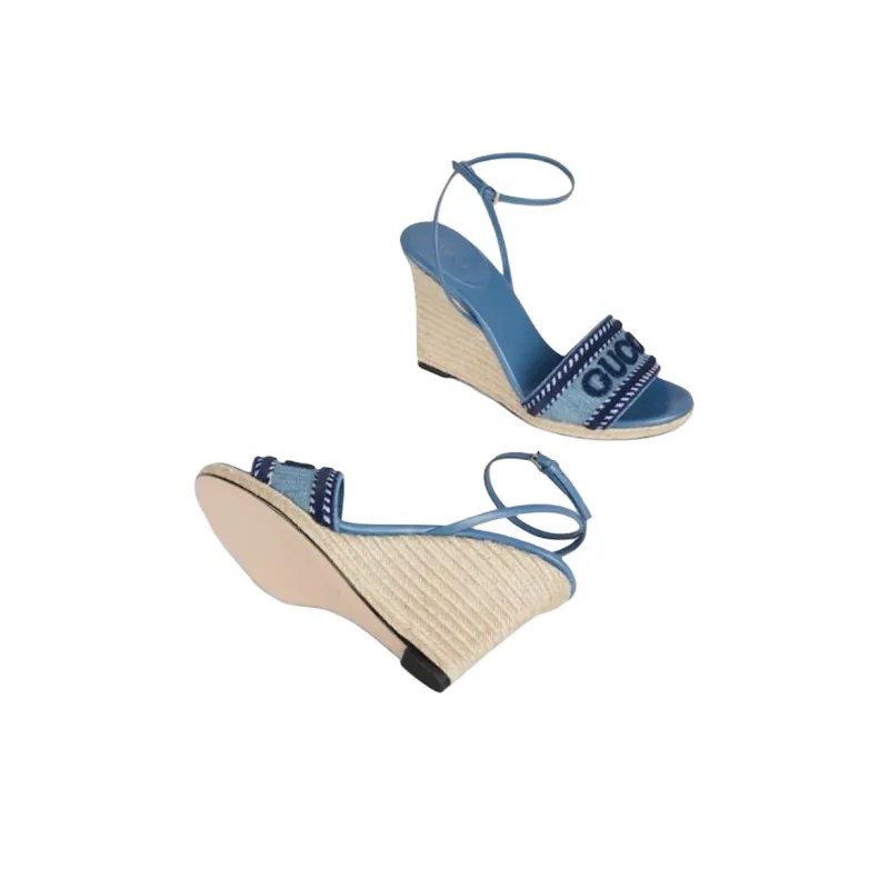 GUCCI 2025 Early Spring Collection One Strap Sandals Women's Blue-5