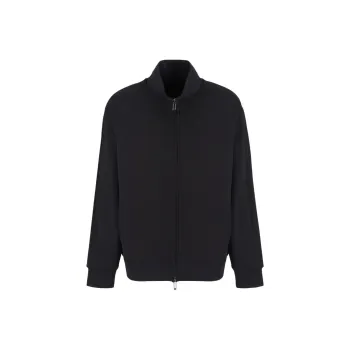 EMPORIO ARMANI Double jersey Full zip Sweatshirt With Embossed Logo Lettering Tape