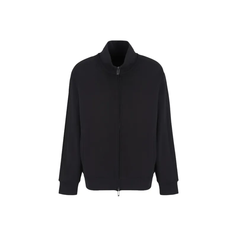 EMPORIO ARMANI Double jersey Full zip Sweatshirt With Embossed Logo Lettering Tape-0