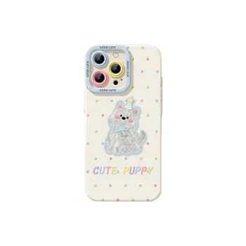 Beams TPU Material Cute Cartoon Polka Dot Puppy Phone Case Compatibility Iphone16/15/14/13/12/11Pro/ProMax/Plus