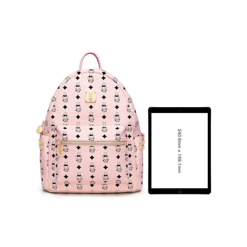 Disney Winnie The Pooh Series PU Backpack Large Size Women's Tan/Pink/White/Black-13