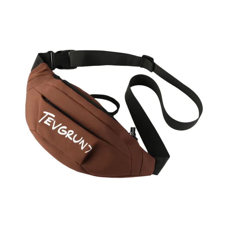 GOBLIN SHARKS 1759 Nylon Fabric Sling Bag Unisex White/Black/Earth Yellow/Brown-9