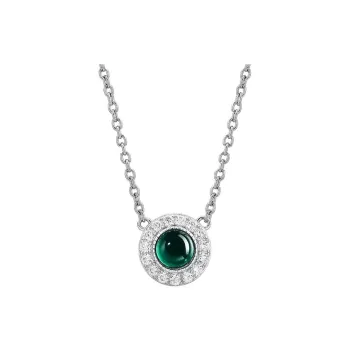 KOYOOME Cultured Emerald S925 Sterling Silver Round Bead Chain Unisex