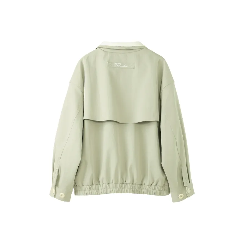 Fstudio Korean Style Color Block Early Spring Petite Commute Jackets & Coats Women's Green-1