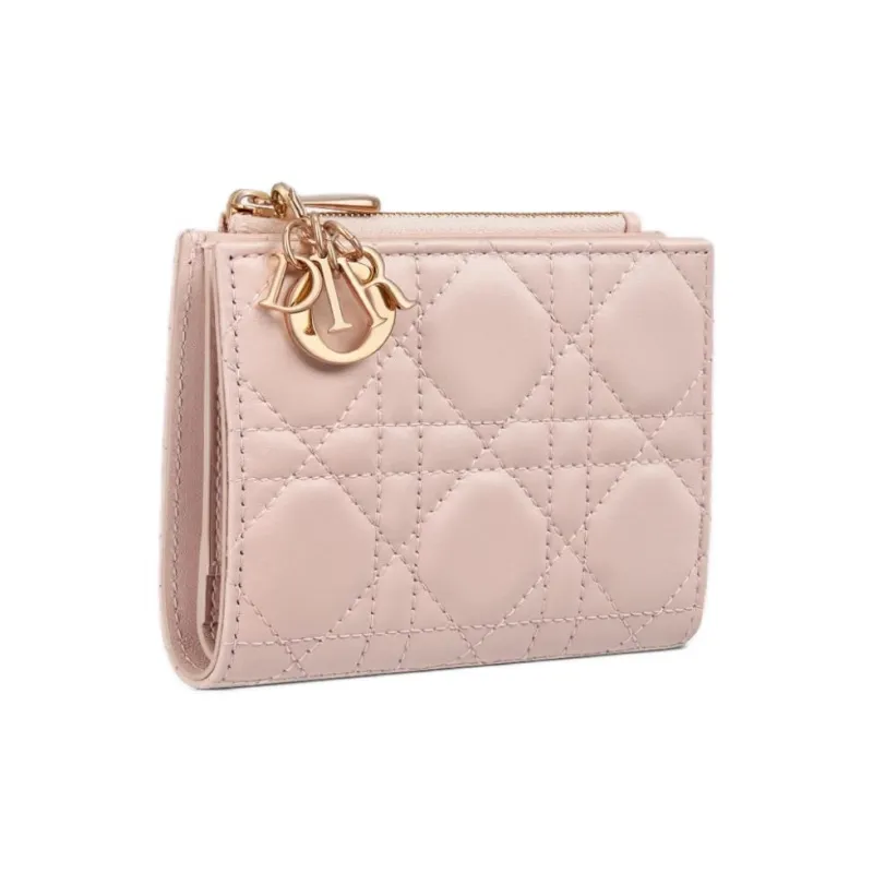 DIOR Lady DiorDahlia Lambskin Wallet Women's Pink-1