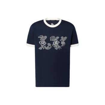 LOUIS VUITTON Graphic Intarsia Short Sleeved Cotton Crewneck