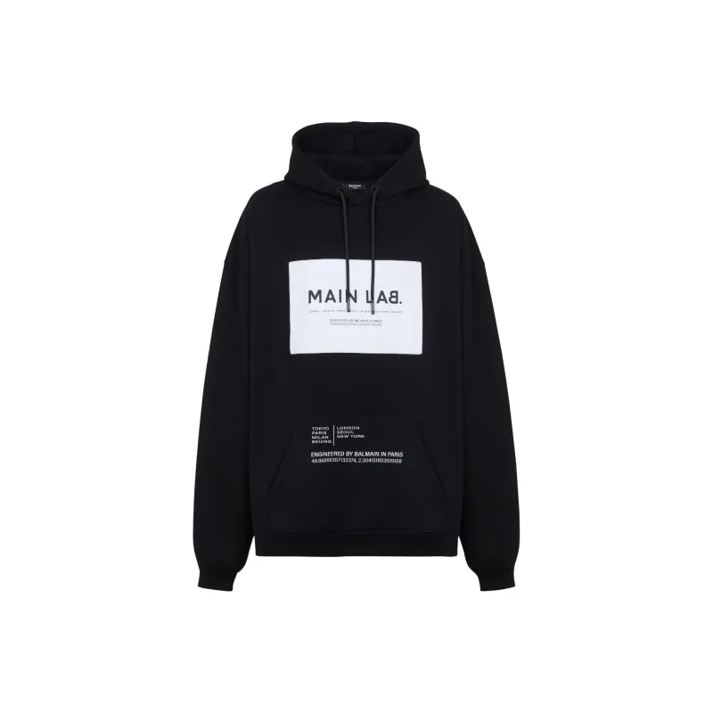 BALMAIN Drawstring Logo Printed Hoodie-0
