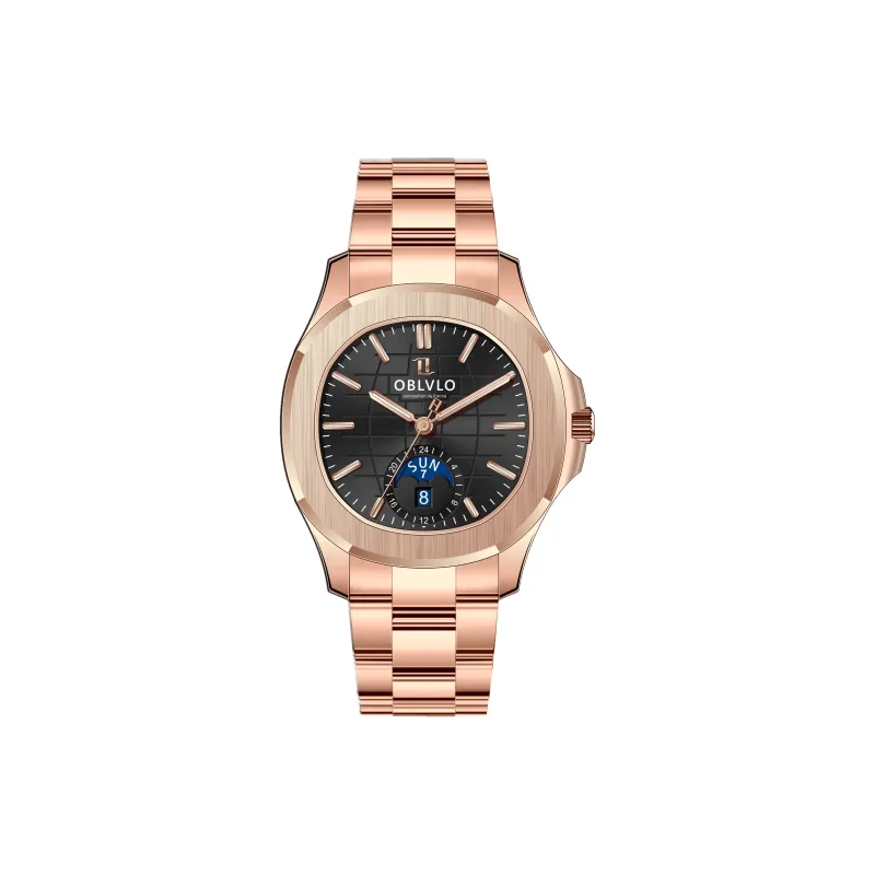 OBLVLO Automatic Mechanical Movement Stainless Steel Watchband Watch Men's Watches White Dial-23