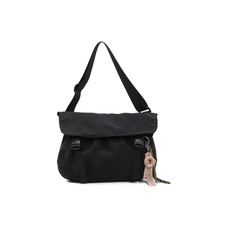 GOBLIN SHARKS 1759 Fabric Messenger Bag Shoulder Bag Unisex Black/Ecru-0