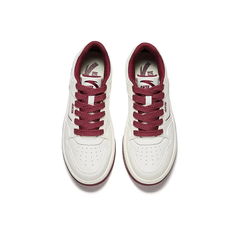 Anta C37 Series Slip Resistant And Abrasion Resistant Coverage Low Top Skateboard Shoes Women's White Red-2