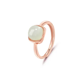 Lao Feng Xiang Hetian Jade Rings Pale Greenish White Jade Women's