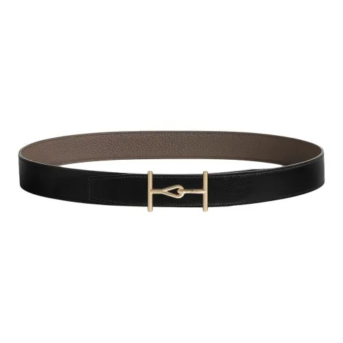 hermes foulard Calfskin, Stainless Steel Leather telas Unisex Black 3.2CM