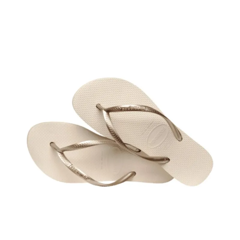 Havaianas Rubber Sole Quick Dry Flip Flops Women's Beige-3