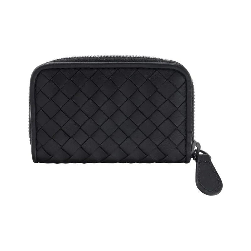Bottega Veneta Cow Leather Coin Purse Unisex Black-2