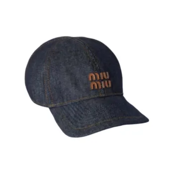 MIU MIU Fabric, Leather Baseball Caps Women's Blue