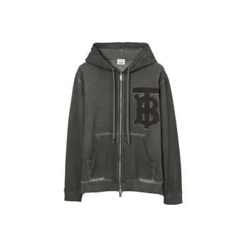 Burberry Monogram Motif Cotton Oversized Zip Hoodie
