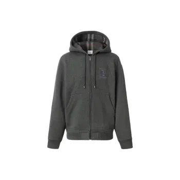 Burberry Letter Graphic Cotton Blend Zip Hoodie