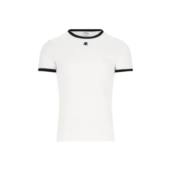 Courrèges Contrast Crewneck Straight Hem T Shirt