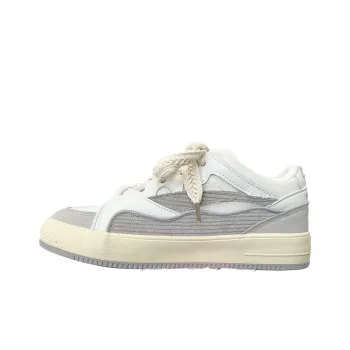 SUPEREDGE Lightweight Support Height Increasing Low Top Skateboard Shoes Unisex White Gray