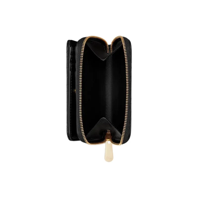 DIOR Lady Dior Lambskin Wallet Women's Black-3