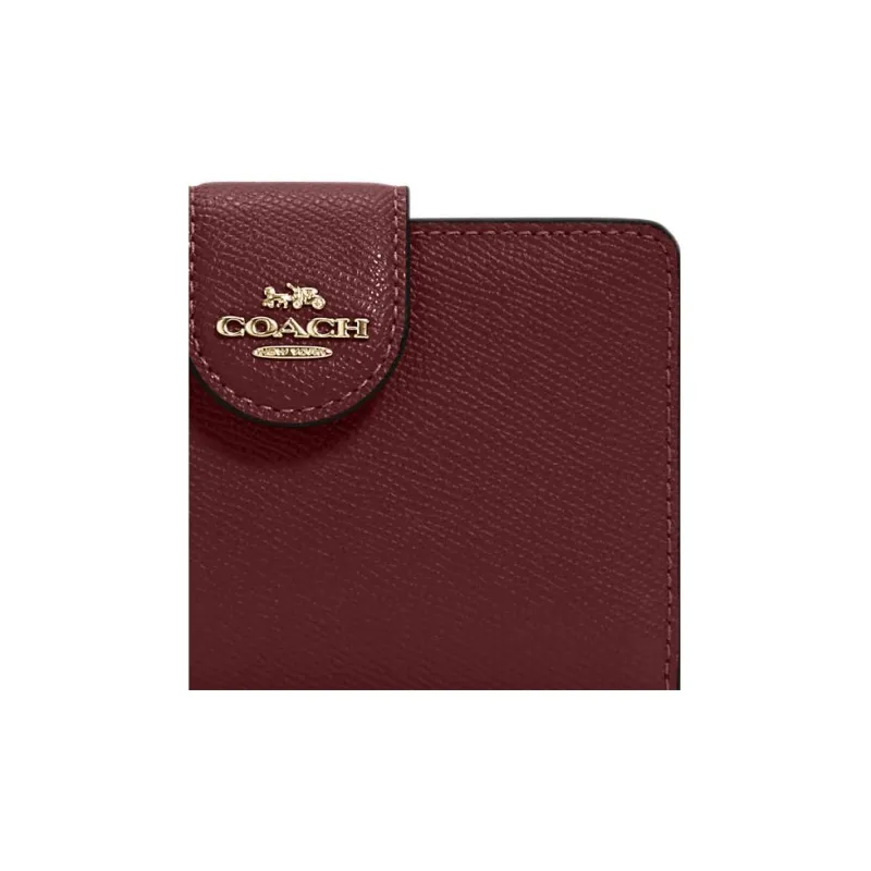 COACH Corner Zip Cross-Stitch Leather Card Holder Wallet Women's Cherry Red-2
