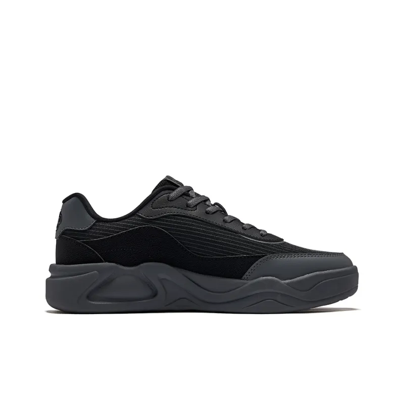 Erke Anti Slip Wear Resistant Low Top Skateboard Shoes Men's Jet Black Carbon Gray-1