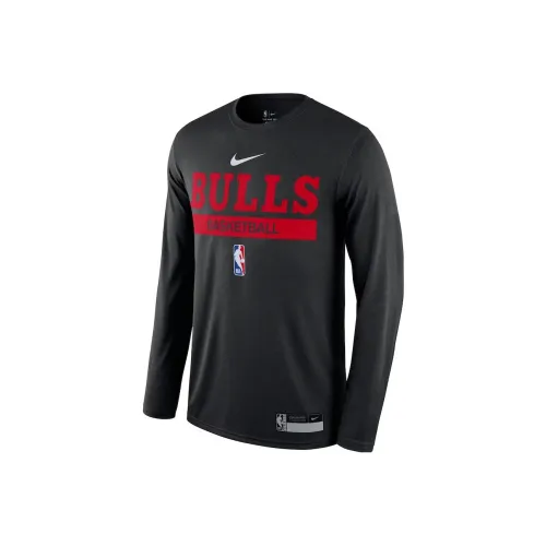 Nike Nba Chicago Bulls Practice Dri Fit Long Sleeve T shirt