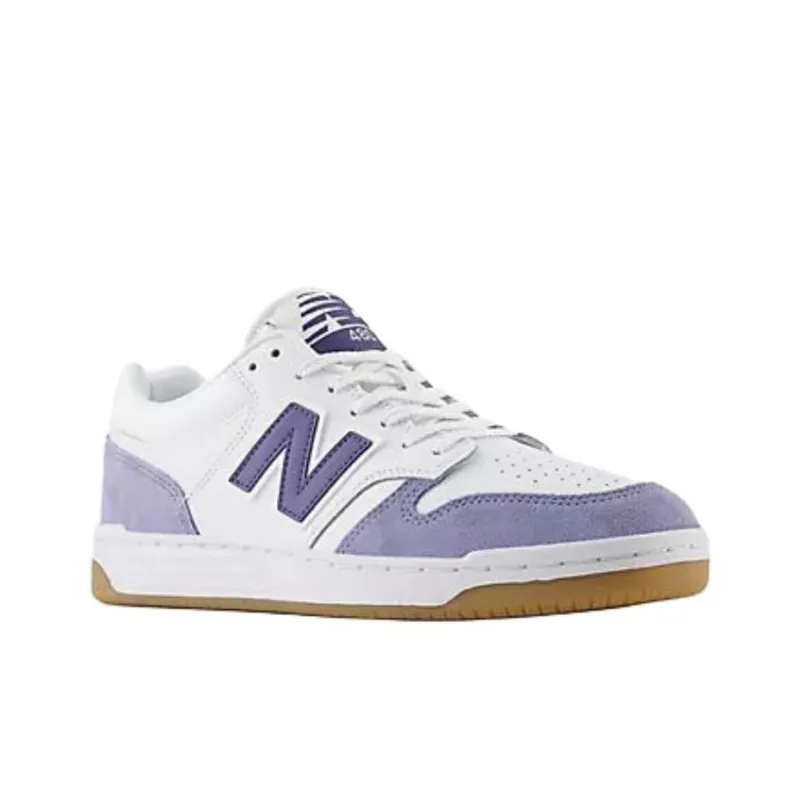 New Balance NB 480 Anti Slip Wear Resistant Low Top Skateboard Shoes Unisex White Purple-1
